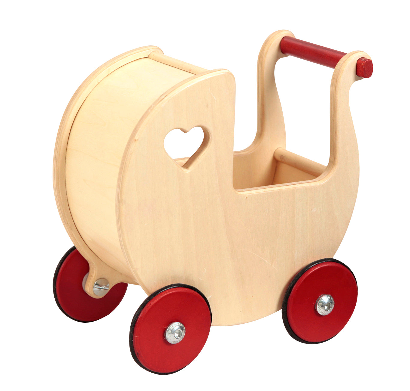 Traditional Doll Stroller Natural + red