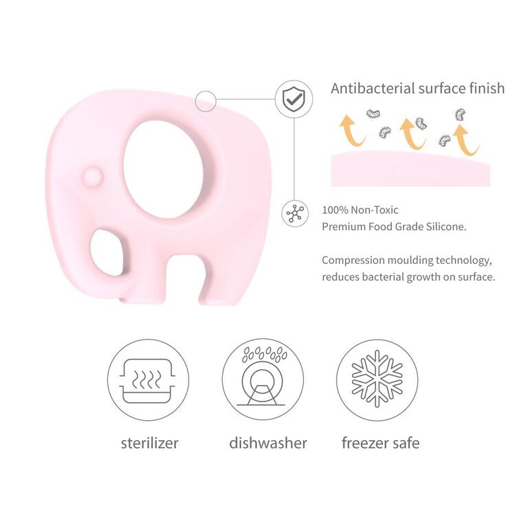 Ellie Elephant Teething Toy - Soft Pink